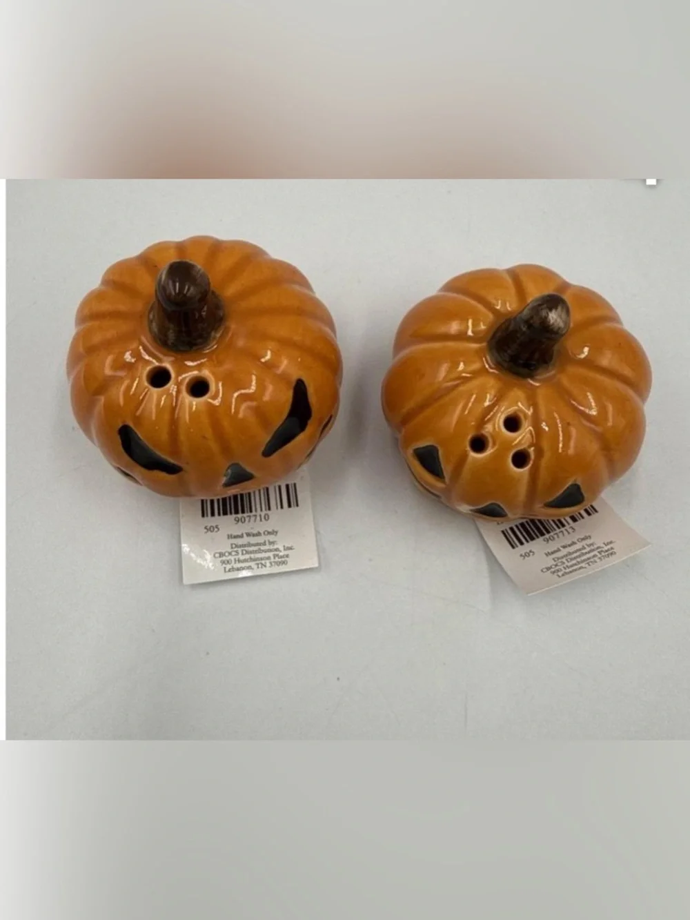 Halloween Ceramic Pumpkin Salt and Pepper Shaker Set - Orange Cracker Barrel